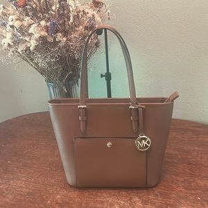 Michael Michael Kors Jet Set Small Top Zip Snap Saffiano Leather Tote